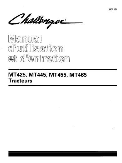 AGCO MT425 MT445 MT455 MT465 Platform Operator Manual 1857391M1 French