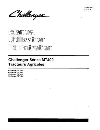 AGCO MT425B MT445B MT455B MT465B Tractor Operator Manual 3378508M1 French