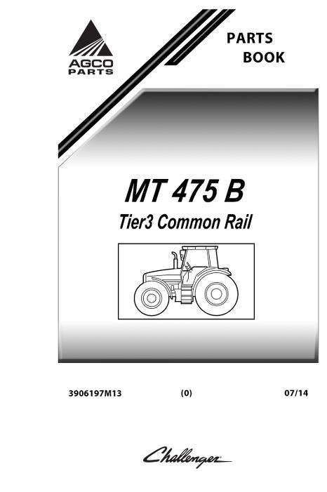 AGCO MT455B Tractor (common rail, tier 3) Parts Book 3906183M12 English