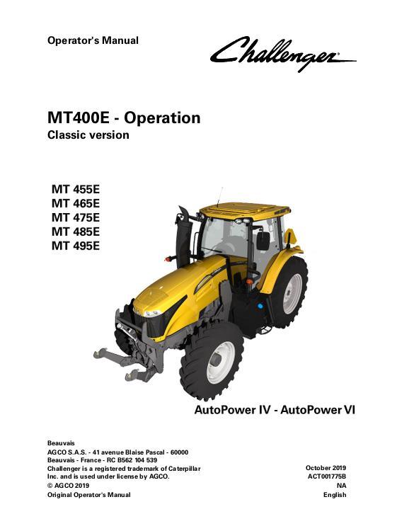 AGCO MT455E to MT495E Tractor (AutoPower IV, VI, classic, operation) Operator Manual ACT001776B Spanish