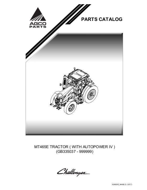 AGCO MT465E Tractor (AutoPower IV) Parts Book 6246265M2 English