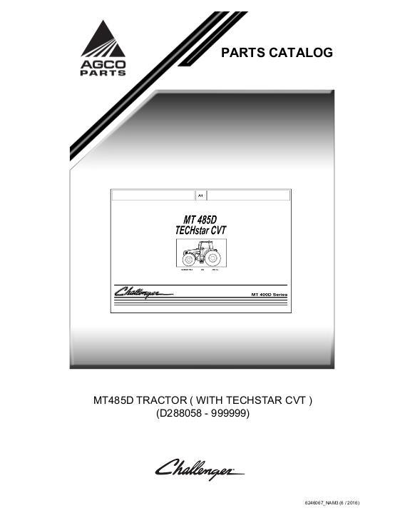 AGCO MT485D Tractor (TechStar CVT) Parts Book 6246067M3 English