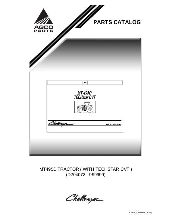 AGCO MT495D Tractor (TechStar CVT) Parts Book 6246068M3 English
