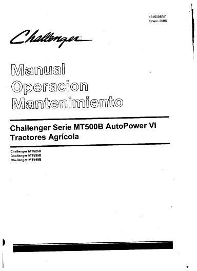 AGCO MT500B MT525B MT535B MT545B Tractor (AutoPower 4, tier 2) Operator Manual 4315006M1 Spanish