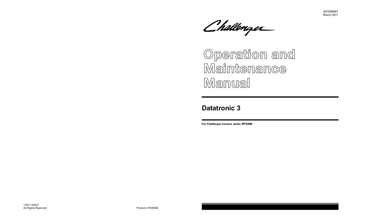 AGCO MT500B Series Tractor Datatronic 3 (AutoPower VI) Operator Manual 4315260M1 English