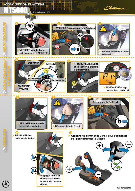 AGCO MT500D Series Tractor Quick Start Guide Operator Manual 4373335M1 French