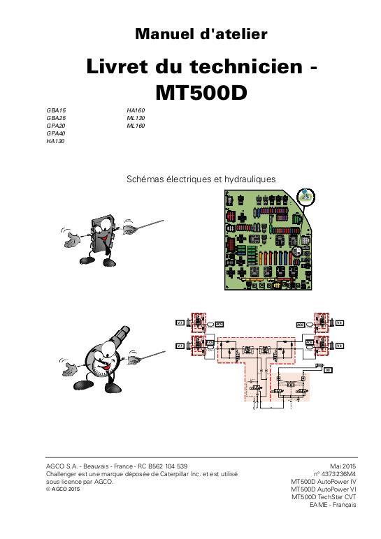 AGCO MT500D Series Tractor Technician Service Book Service Manual 4373236M4 French