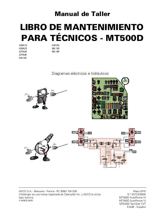 AGCO MT500D Series Tractor Technician Service Book Service Manual 4373238M4 Spanish