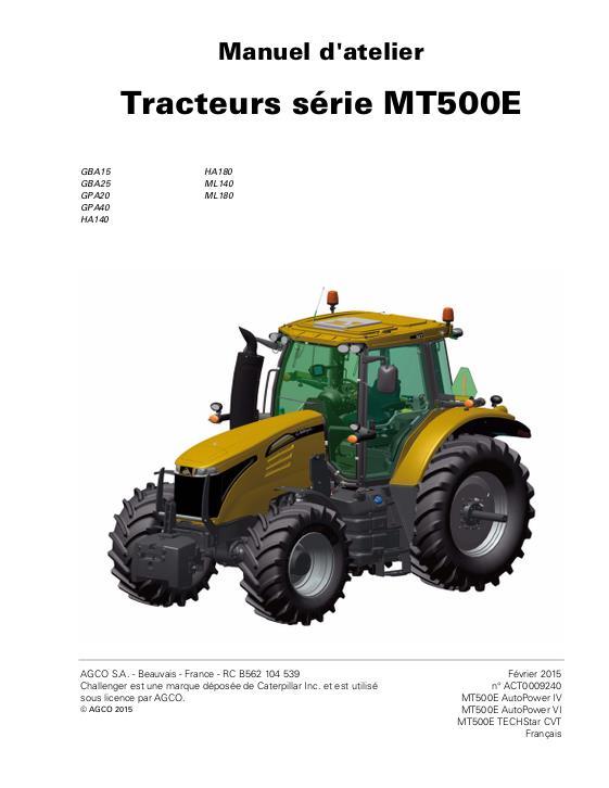 AGCO MT500E Series Tractor (packet) Service Manual ACT0009240 French