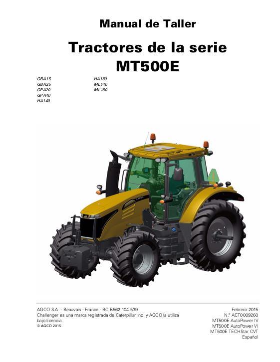 AGCO MT500E Series Tractor (packet) Service Manual ACT0009260 Spanish