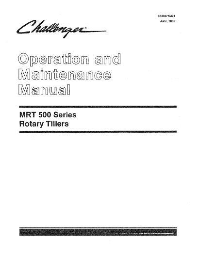 AGCO MT505 MT510 Rotary Tiller Operator Manual 3644075M91 English
