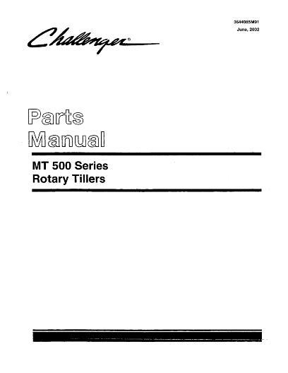 AGCO MT505 MT510 Rotary Tiller Parts Book 3644085M91 English