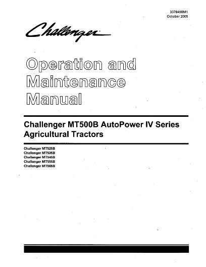 AGCO MT525B MT535B MT545B MT555 MT565 Tractor (AutoPower IV) Operator Manual 3378498M1 English