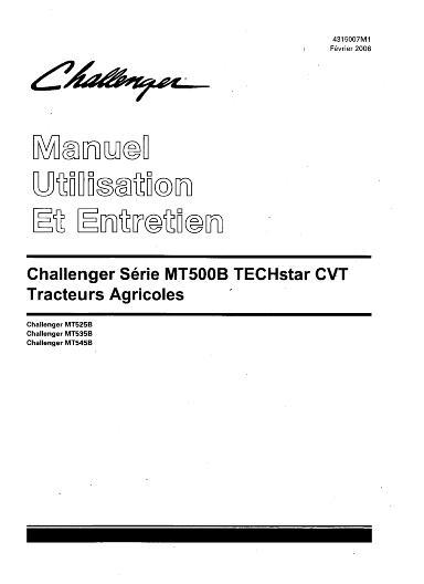 AGCO MT525B MT535B MT545B (TechStar CVT, tier 2) Operator Manual 4315007M1 French