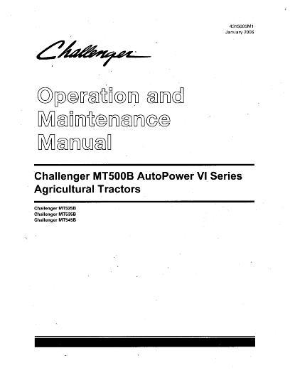 AGCO MT525B MT535B MT545B Tractor (AutoPower VI, tier 2) Operator Manual 4315005M1 English