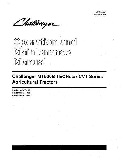 AGCO MT525B MT535B MT545B Tractor (TechStar CVT, tier 2) Operator Manual 4315008M1 English