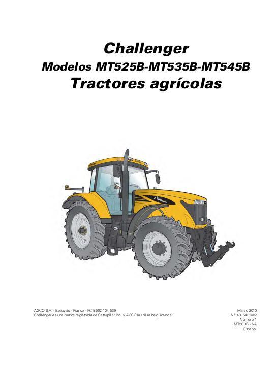AGCO MT525B MT535B MT545B Tractores Agricolas Operator Manual 4315432M2 Spanish