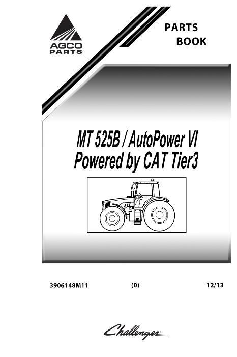 AGCO MT525B Tractor (Cat engine, tier 3, AutoPower VI) Parts Book 3906148M11 English