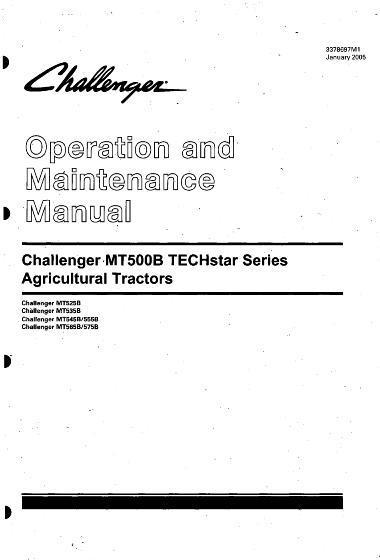 AGCO MT525B to MT575B Tractor (TechStar CVT, prior to tier 2) Operator Manual 3378697M1 English