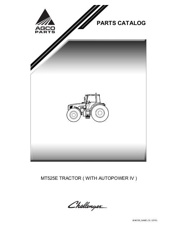 AGCO MT525E Tractor (AutoPower IV) Parts Book 6246158M2 English