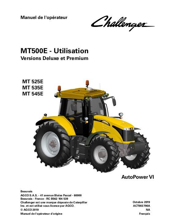 AGCO MT525E to MT545E (AutoPower VI, deluxe premium operation phase 2) Operator Manual ACT003790A French