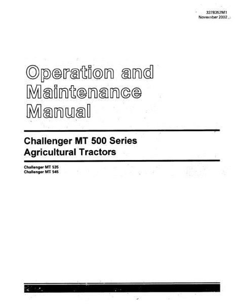 AGCO MT535 MT545 Tractor Operator Manual 3378352M1 English