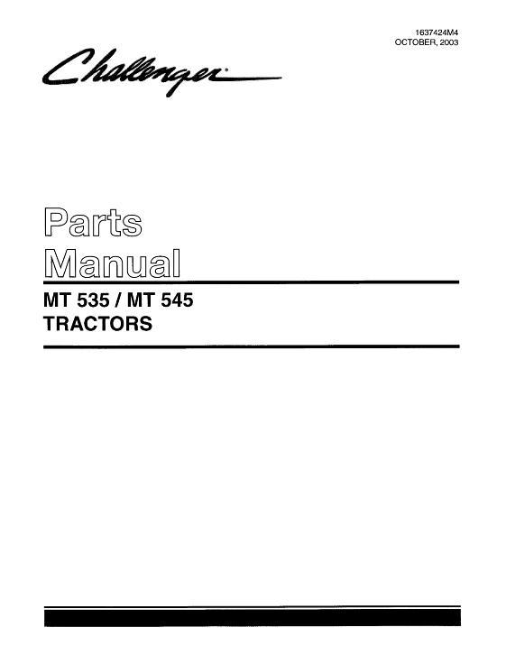 AGCO MT535 MT545 Tractor Parts Book 1637424M4 English