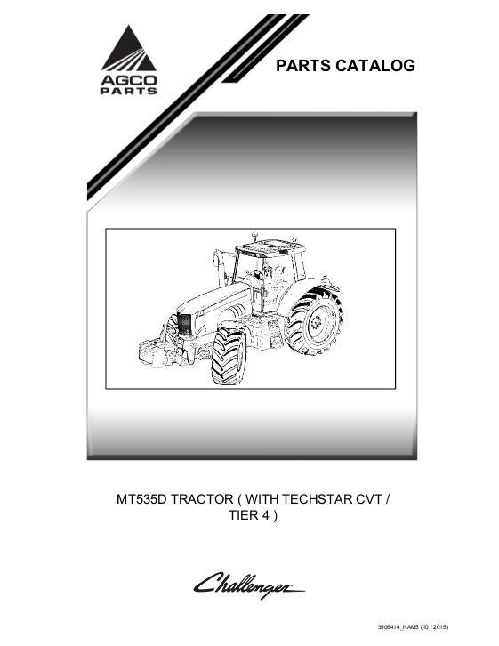 AGCO MT535D Tractor (TechStar CVT, tier 4) Parts Book 3906414M5 English