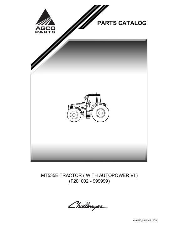 AGCO MT535E Tractor (AutoPower VI) Parts Book 6246160M2 English