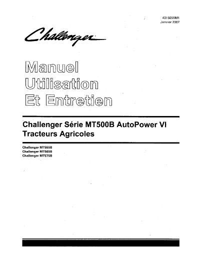 AGCO MT555B MT565B MT575B Tractor (AutoPower 4, tier 3) Operator Manual 4315059M1 French