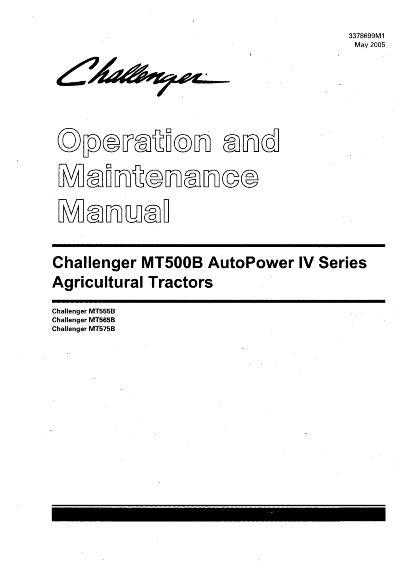 AGCO MT555B MT565B MT575B Tractor (AutoPower IV, tier 2) Operator Manual 3378699M1 English