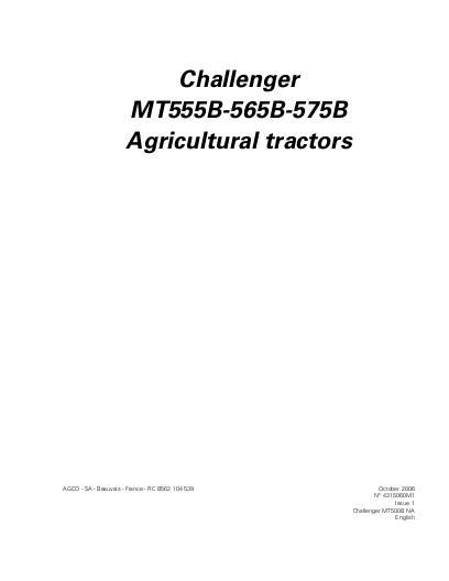 AGCO MT555B MT565B MT575B Tractor (AutoPower VI, tier 3) Operator Manual 4315060M1 English