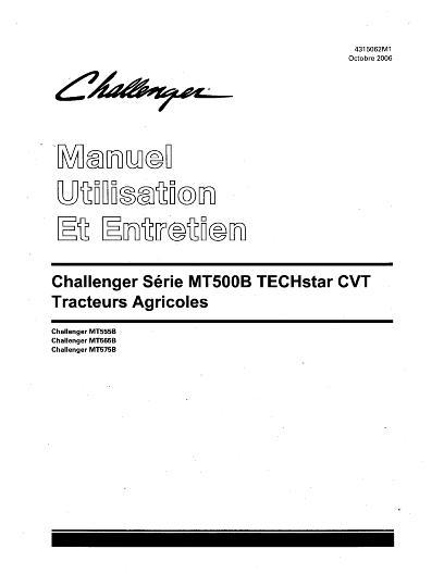 AGCO MT555B MT565B MT575B Tractor (TechStar CVT, tier 3) Operator Manual 4315062M1 French