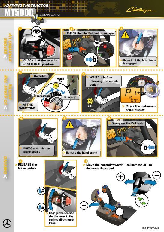 AGCO MT555D to MT585D Tractor Quick Start Guide (AutoPower VI) Operator Manual 4373336M1 English