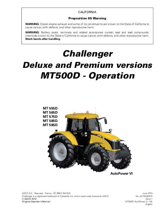 AGCO MT555D to MT595B Tractor (AutoPower VI deluxe premium, operation) Operator Manual ACT0000270 English