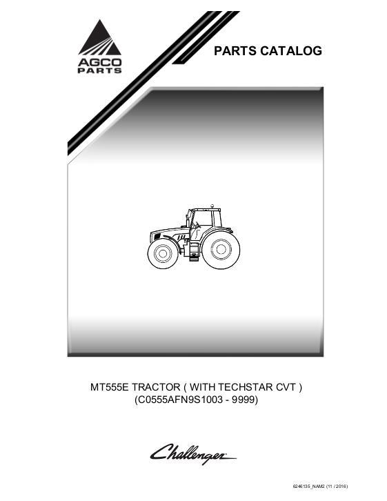 AGCO MT555E Tractor (TechStar CVT) Parts Book 6246135M2 English