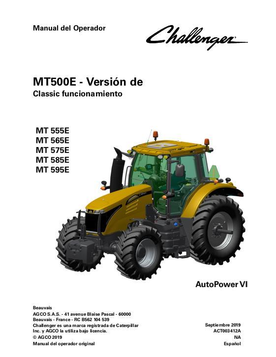 AGCO MT555E to MT595E (AutoPower VI, classic, operation, phase 2) Operator Manual ACT003412A Spanish