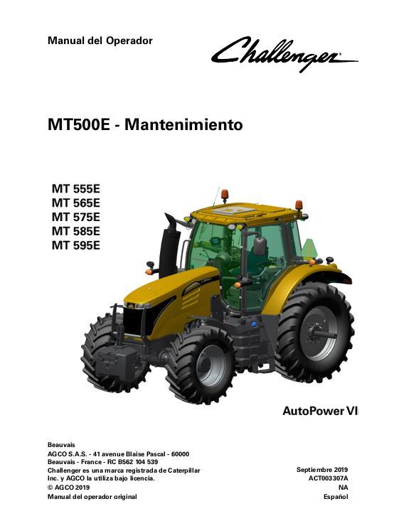 AGCO MT555E to MT595E Tractor (AutoPower VI, maintenance, phase 2) Operator Manual ACT003307A Spanish