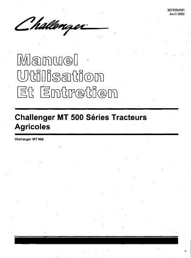 AGCO MT565 Tractor Operator Manual 3378354M1 French
