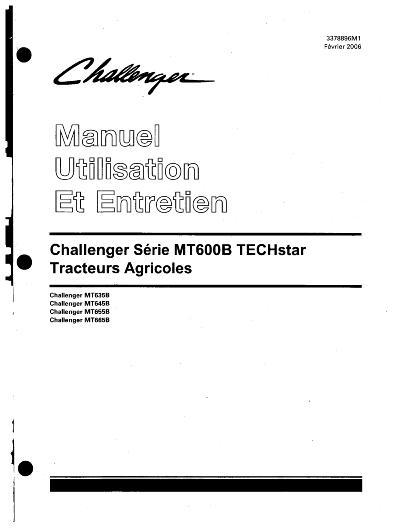 AGCO MT600B MT635B MT645B MT655B Tractor (Techstar CVT, tier 3) Operator Manual 3378896M1 French