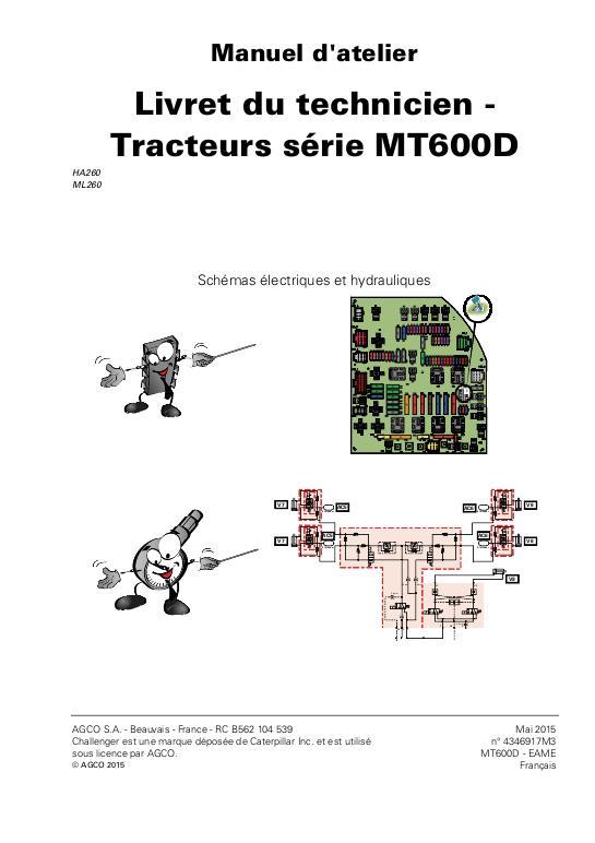 AGCO MT600D Series Tractor Technician Service Book Service Manual 4346917M3 French