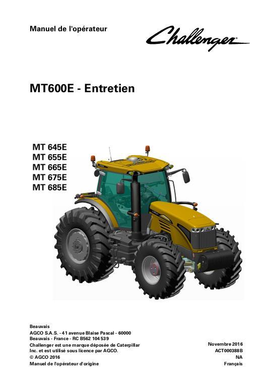 AGCO MT600E Series Tractor (maintenance) Operator Manual ACT000388B French