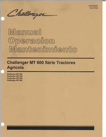 AGCO MT635 MT645 MT655 MT665 Tractor Operator Manual 3378359M1 Spanish