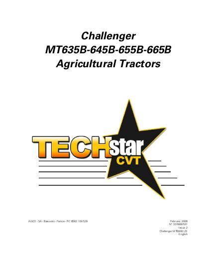 AGCO MT635B MT645B MT655B MT665B Tractor (TechStar CVT, tier 3) Operator Manual 3378897M1 English