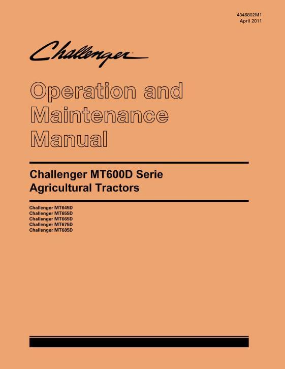 AGCO MT645D MT655D MT665D MT675D MT685D Tractor Operator Manual 4346802M1 English