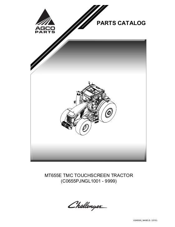 AGCO MT655E Tractor (later with NT03 touchscreen terminal) Parts Book 6246386M2 English