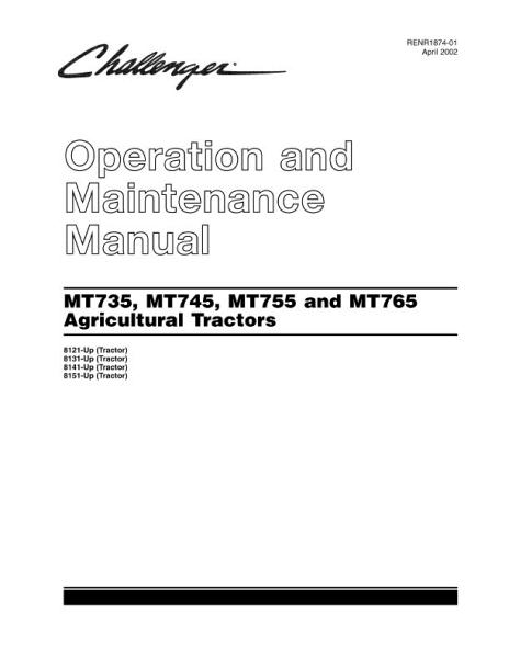 AGCO MT735 MT745 MT755 MT765 (CE, eff sn xxx2, 2002-2003) Operator Manual RENR1874 English