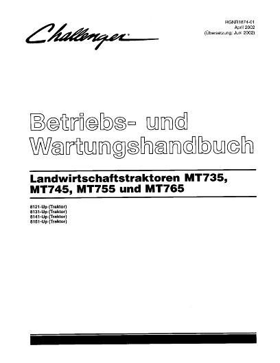AGCO MT735 MT745 MT755 MT765 Tractor (2003-05, CE) Operator Manual 79021909A German