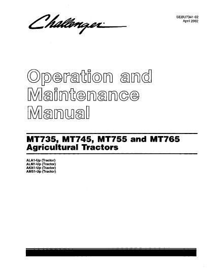 AGCO MT735 MT745 MT755 MT765 (non CE, eff sn xxx2, 2003-2003) Operator Manual SEBU7341 English