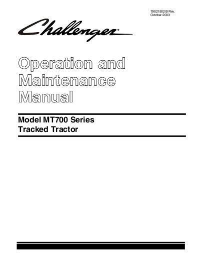 AGCO MT735 MT745 MT755 MT765 (non CE, eff sn xxx4, 2004-2005) Operator Manual 79021902B English